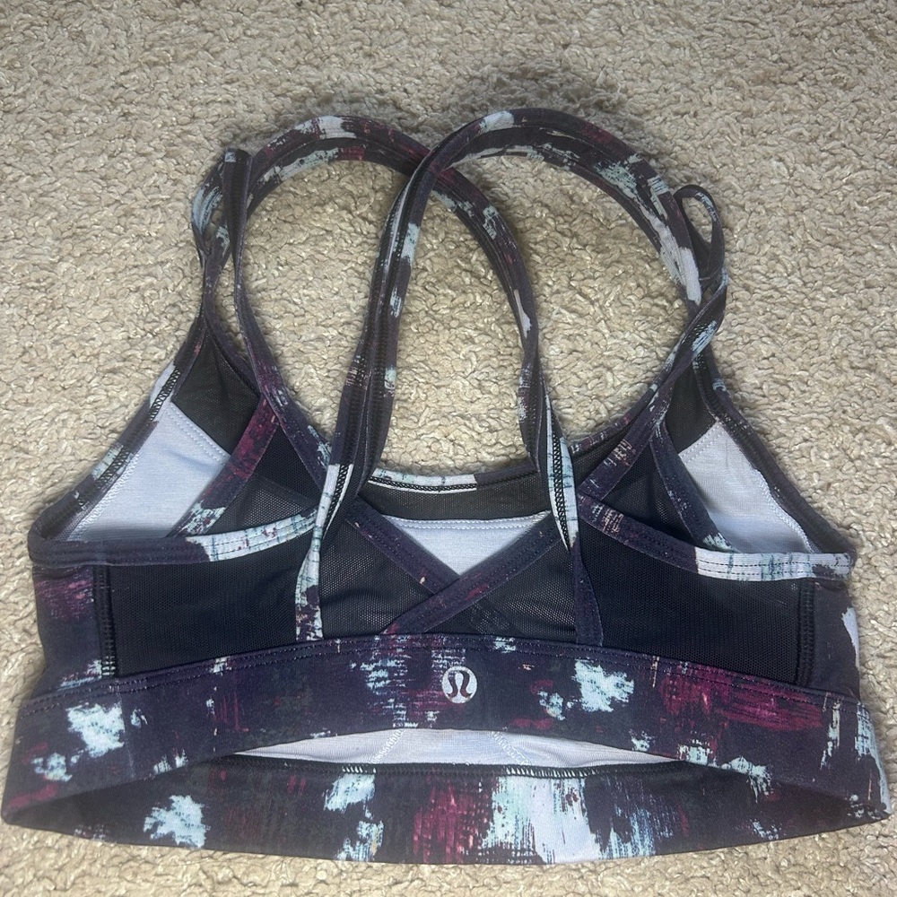 lululemon athletica Painted Print Strappy Sports Bra in Black, Purple, White